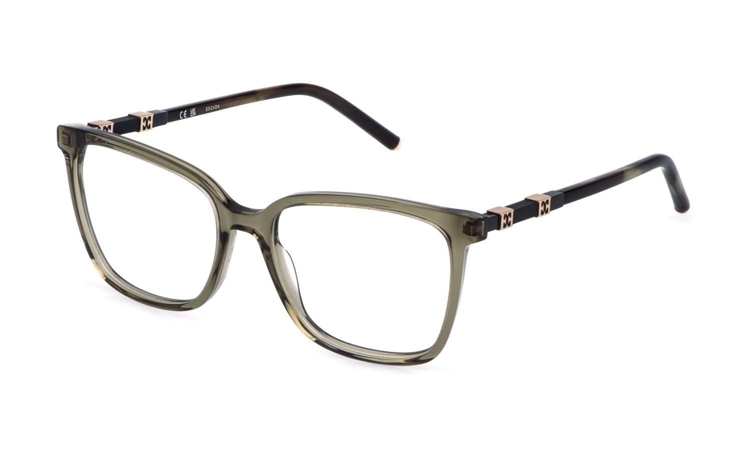 zu sehen ist die Korrektionsbrille VESG28 von Escada in der Farbe Grün Transparent.