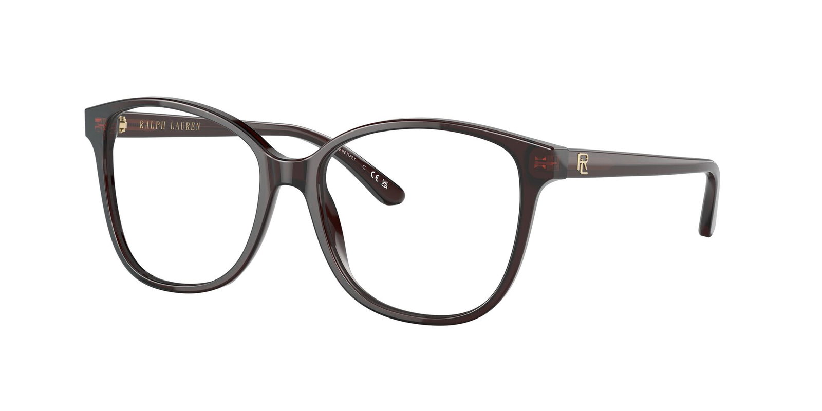Das Bild zeigt die Korrektionsbrille RL6222 von der Marke Ralph Lauren in Ziegelrot.