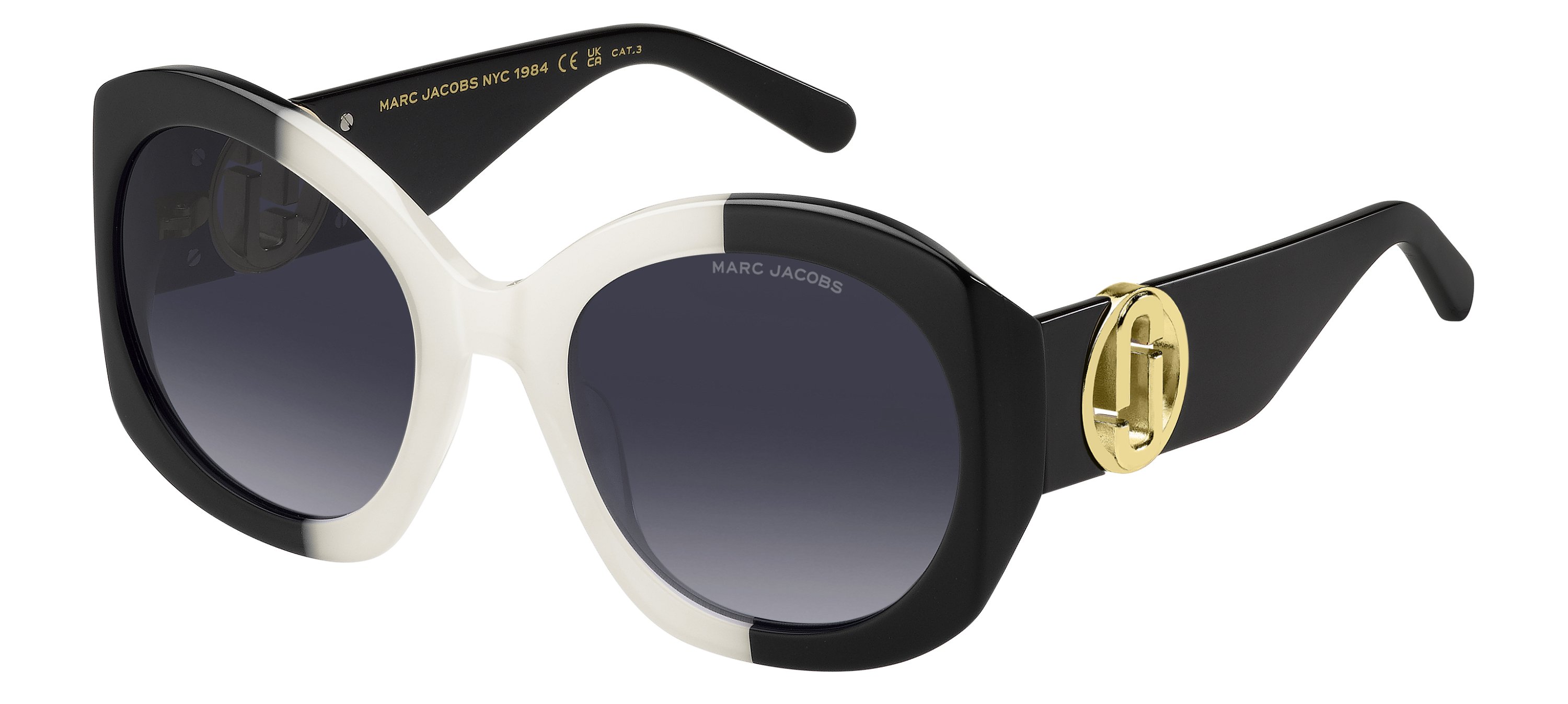 Das Bild zeigt die Sonnenbrille marc_722_s_CCP von Marc Jacobs in weiß-schwarz.
