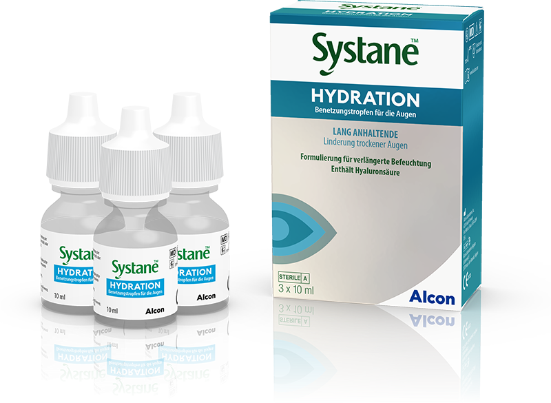 Das Bild zeigt das Pflegemittel Systane Hydration 3x10ml von  Alcon.