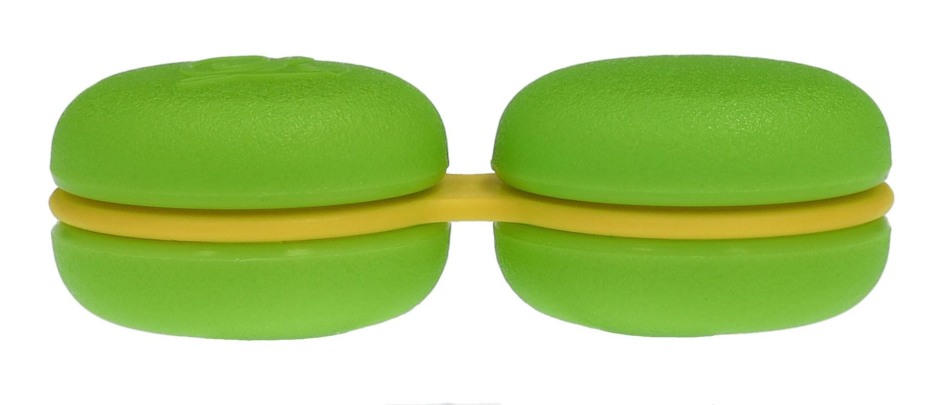 Kontaktlinsenbehälter flach in grün / gelb