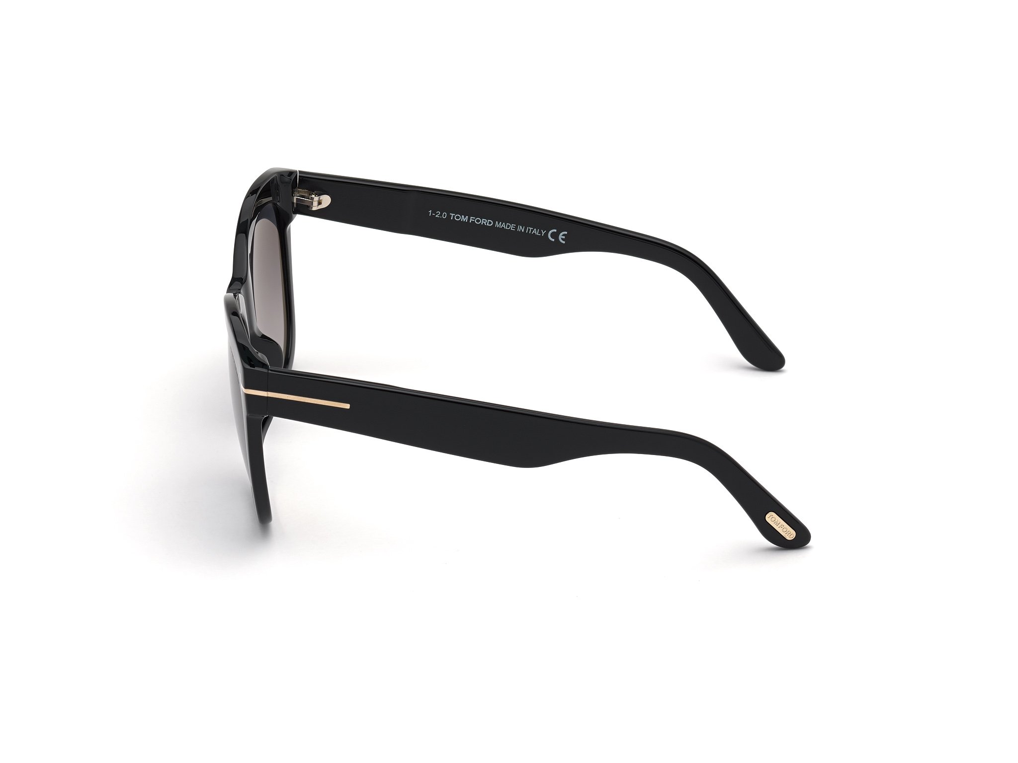 Das Bild zeigt die Sonnenbrille Wallace FT0870 von der Marke Tom Ford in schwarz seitlich