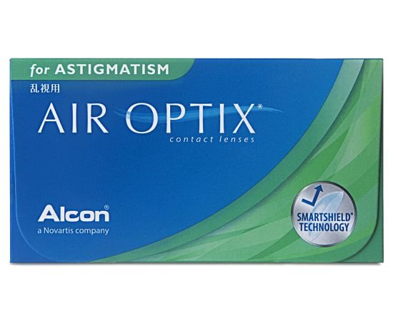 Das Bild zeigt die Verpackung der spährischen Kontaktlinse Air Optix for Astigmatism.
