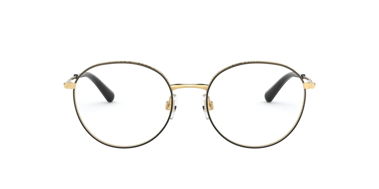 Das Bild zeigt die Korrektionsbrille DG1322 1334 von der Marke D&G in gold-schwarz.