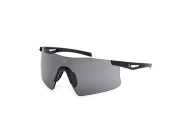 Das Bild zeigt die Adidas Sport Sonnenbrille Kaphiros SP0122 in matt schwarz leicht seitlich.