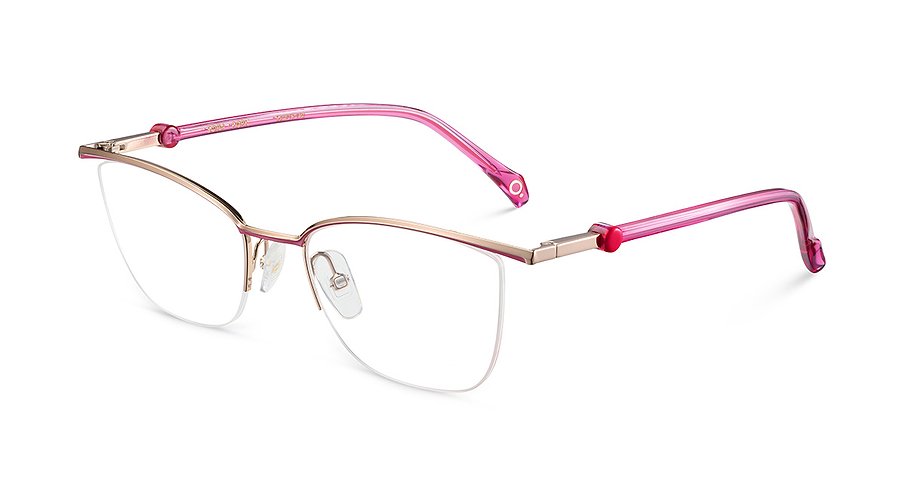 Das Bild zeigt die Korrektionsbrille SORA PGPK von der Marke Etnia Barcelona in gold-rosa.