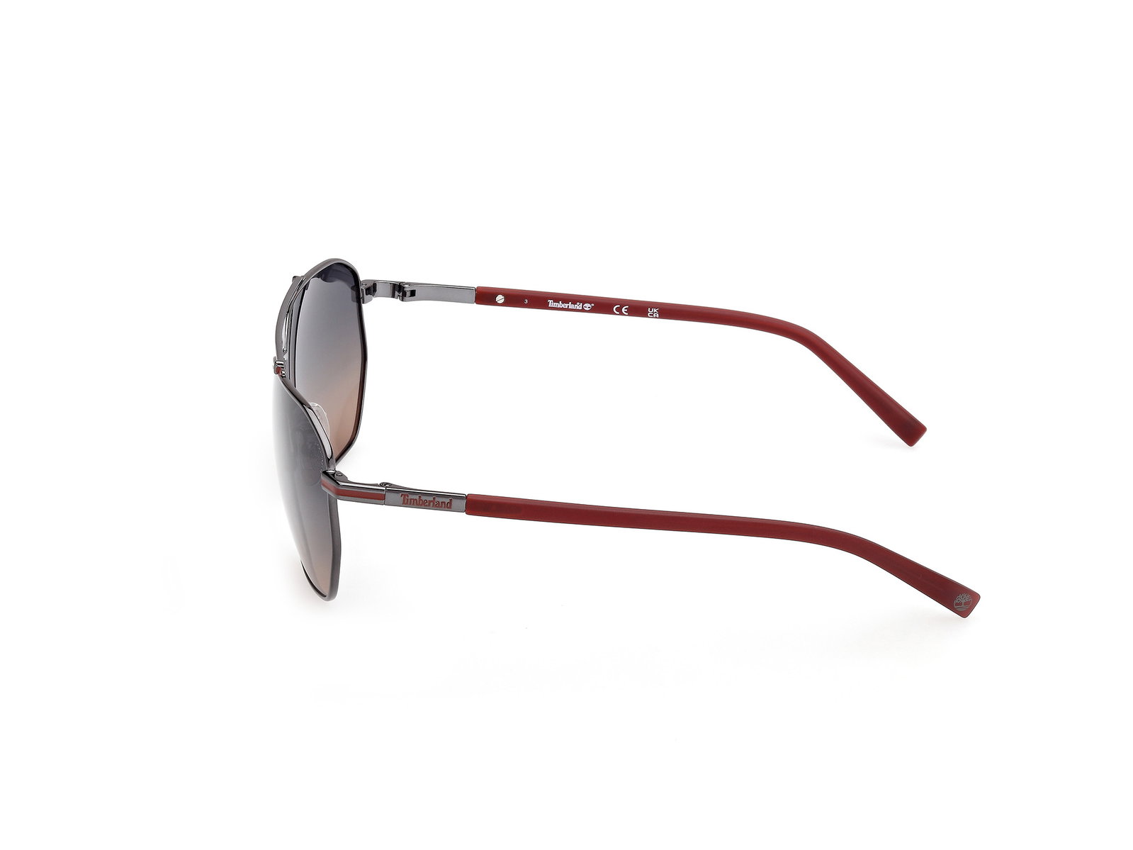 Das Bild zeigt die Sonnenbrille TB00038 06D von der Marke Timberland in Rot/Gun.