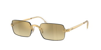 Das Bild zeigt die Ray Ban Sonnenbrille RB3928 in Gold mit dunkelbraun verspiegelten Gläsern von seitlich.