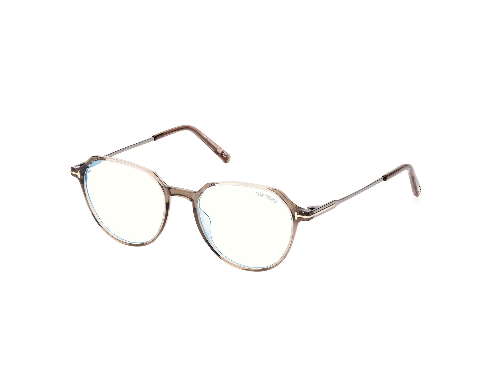 Das Bild zeigt die Korrektionsbrille FT5875-B 045 von der Marke Tom Ford in hellbraun.