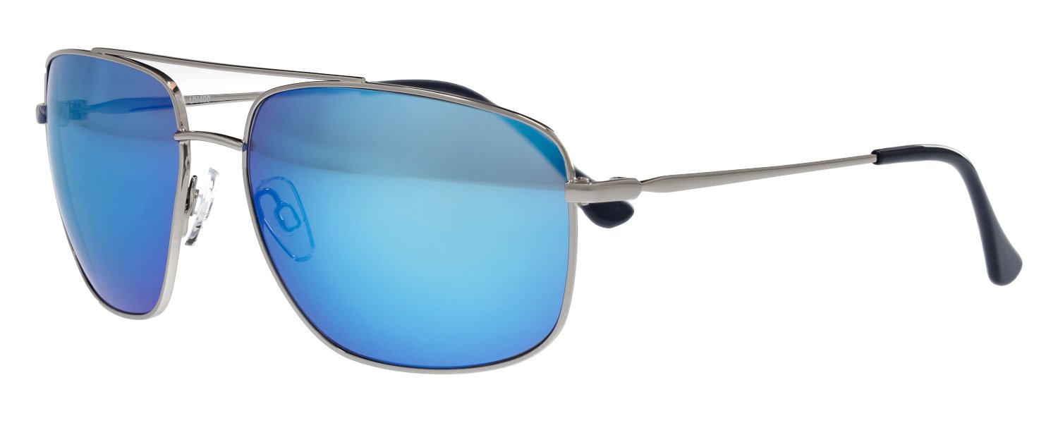 abele optik Sonnenbrille für Herren in silber mit blau verspiegelten Gläsern 720381