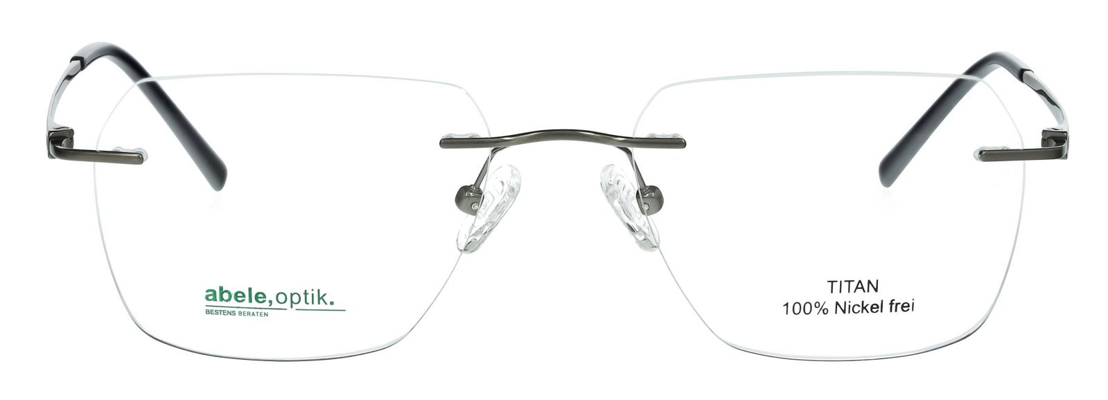 Das Bild zeigt die Randlose Titan Korrektionsbrille 151141 von Abele Optik in der Farbe Schwarz.