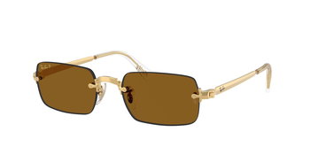 Das Bild zeigt die Ray Ban Sonnenbrille RB3928 in Gold mit dunkelbraun verspiegelten Gläsern von seitlich.