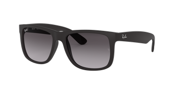 Das Bild zeigt die Ray Ban Justin in schwarz leicht schräg von der Seite.