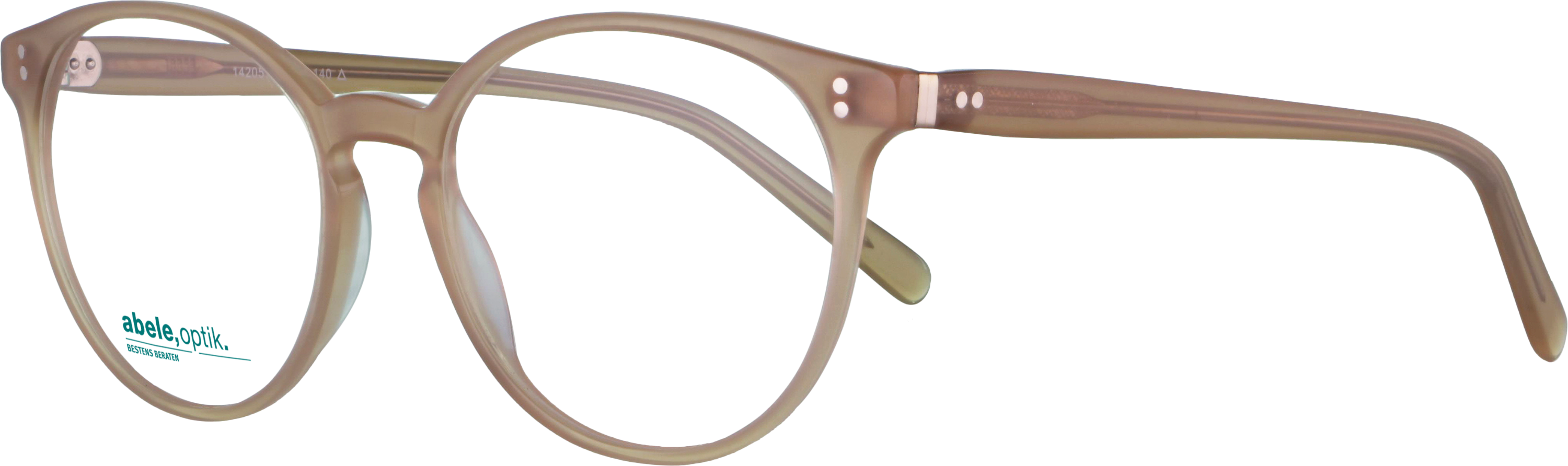 Das Bild zeigt die Korrektionsbrille 142051 von der Marke Abele Optik in beige.