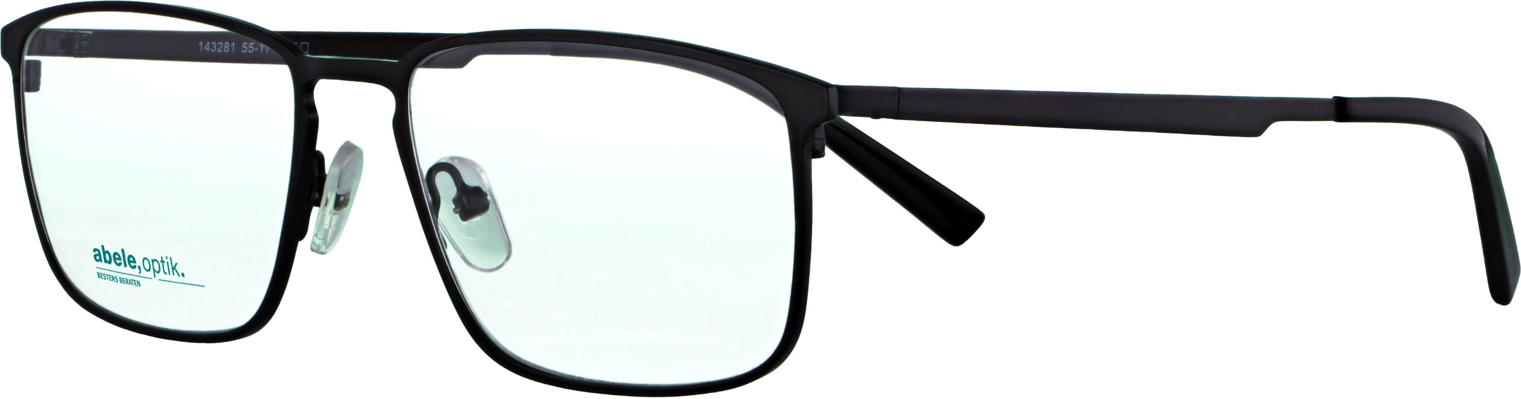 Das Bild zeigt die Korrektionsbrille 143281 von der Marke Abele Optik in schwarz matt.