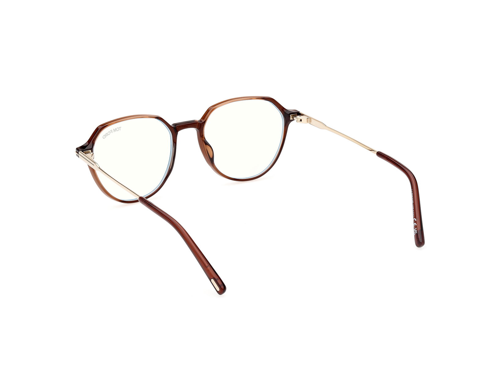 Das Bild zeigt die Korrektionsbrille FT5875-B 048 von der Marke Tom Ford in dunkelbraun/gold.