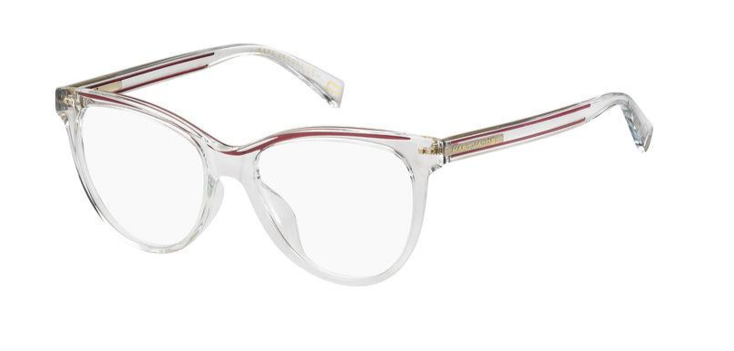 Das Bild zeigt die Korrektionsbrille Marc 323/G 900 von der Marke Marc Jacobs in transparent mit rot.