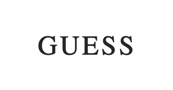 Das Bild zeigt das Guess Logo in schwarzer Schrift.