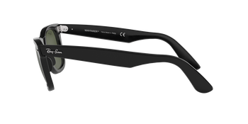 Das Bild zeigt die Ray Ban Wayfarer in schwarz von der Seite.