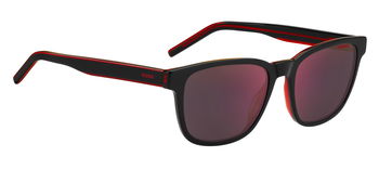 Das Bild zeigt die Sonnenbrille HG1243/S OIT von der Marke Hugo in schwarz/rot.