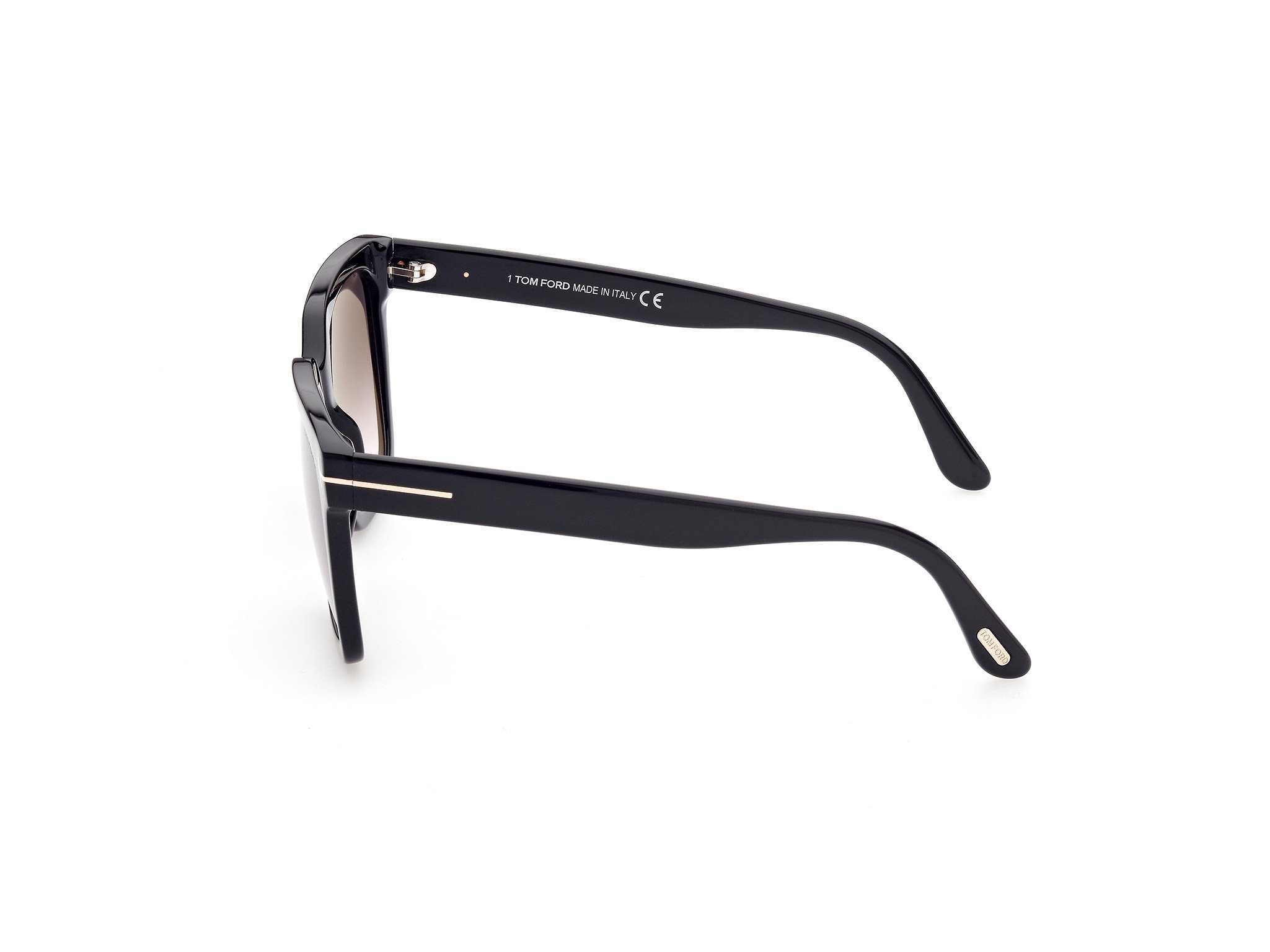 Das Bild zeigt die Sonnenbrille Selby FT0952 von der Marke Tom Ford in schwarz seitlich