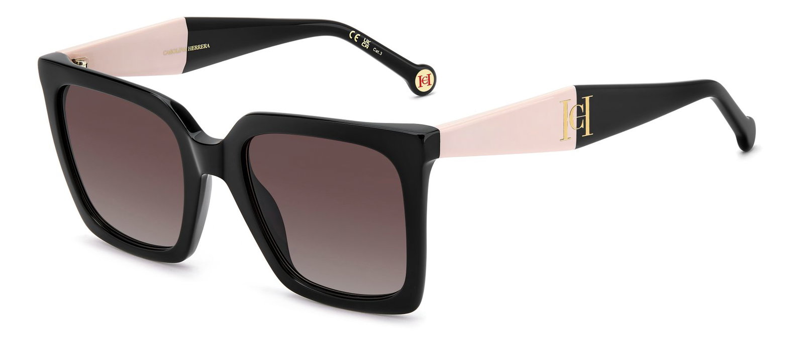zu sehen ist die Sonnenbrille 2097 von Carolina Herrera in der Farbe Schwarz.