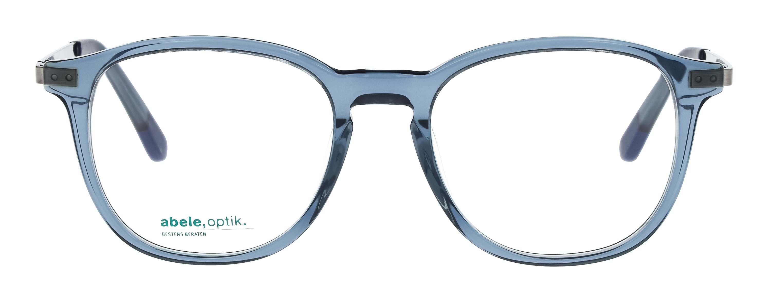 Das Bild zeigt die Korrektionsbrille 144661 von der Marke Abele Optik in blau transparent.