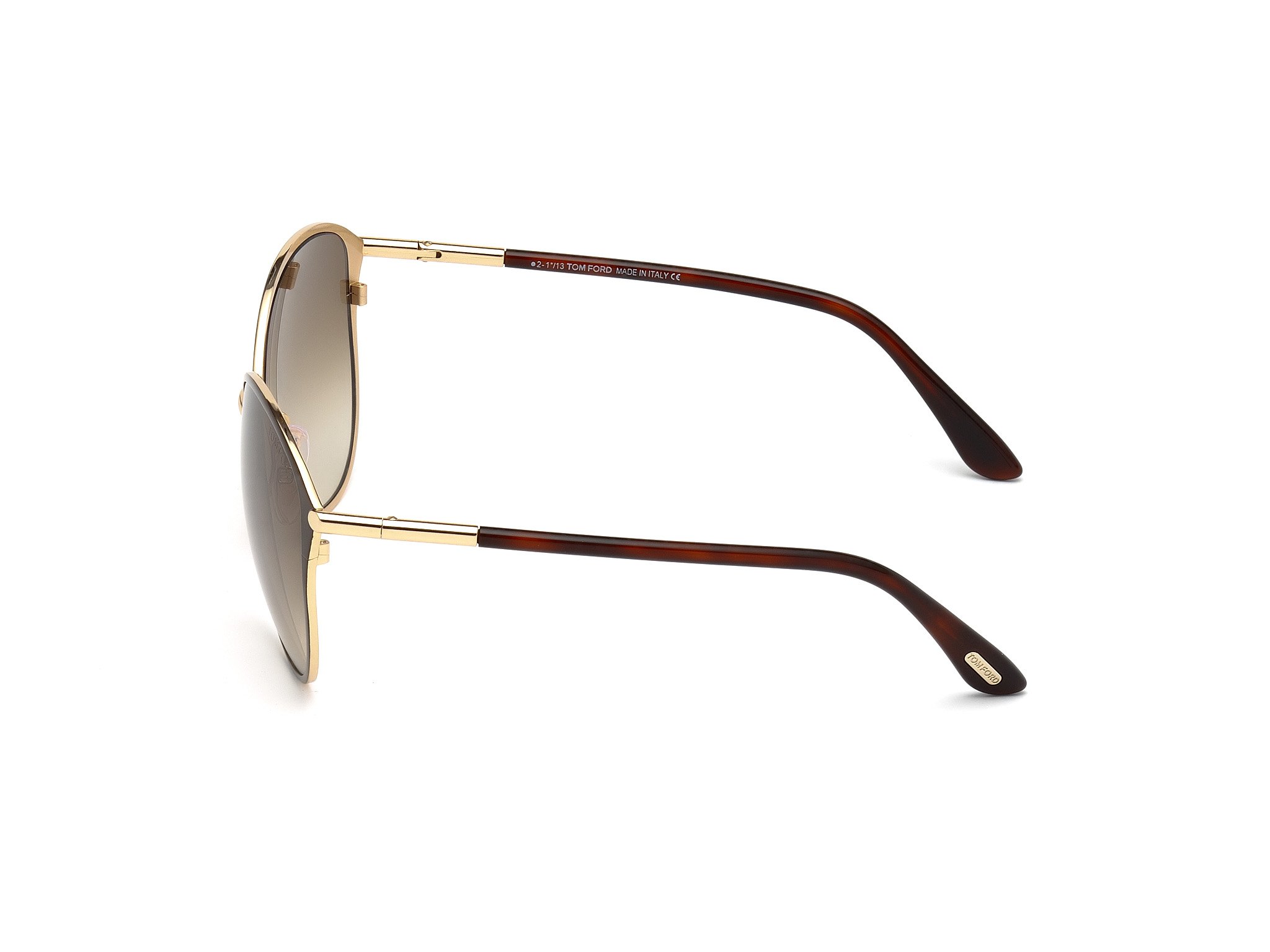 Das Bild zeigt die Sonnenbrille Penelope FT0320 von der Marke Tom Ford in schwarz gold seitlich