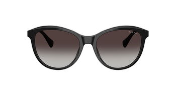 Das Bild zeigt die Ralph Sonnenbrille RA5336U in glänzend schwarz von vorne.