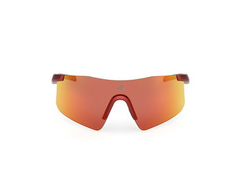 Das Bild zeigt die Adidas Sport Sonnenbrille Kaphiros SP0122 in matt dunkelrot von vorne.