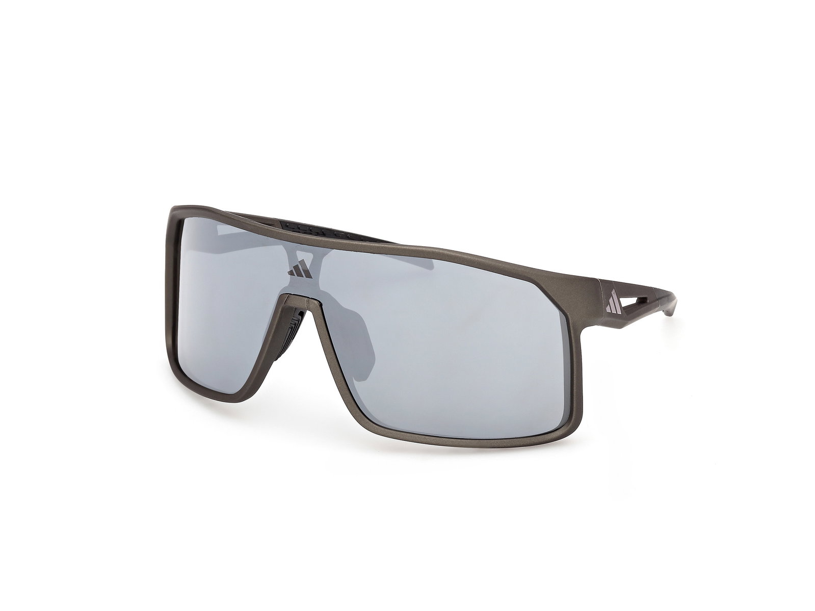 Das Bild zeigt die Adidas Sport Sonnenbrille Alkator SP0124 in matt dunkelgrün leicht seitlich.