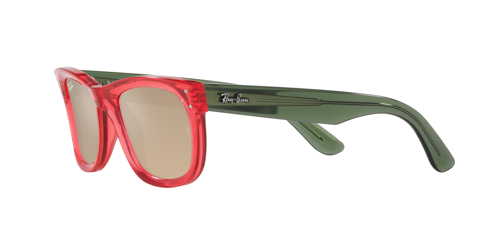 Das Bild zeigt die Sonnenbrille  0RBR0502S 67132O von der Marke Ray Ban in rot transparent.