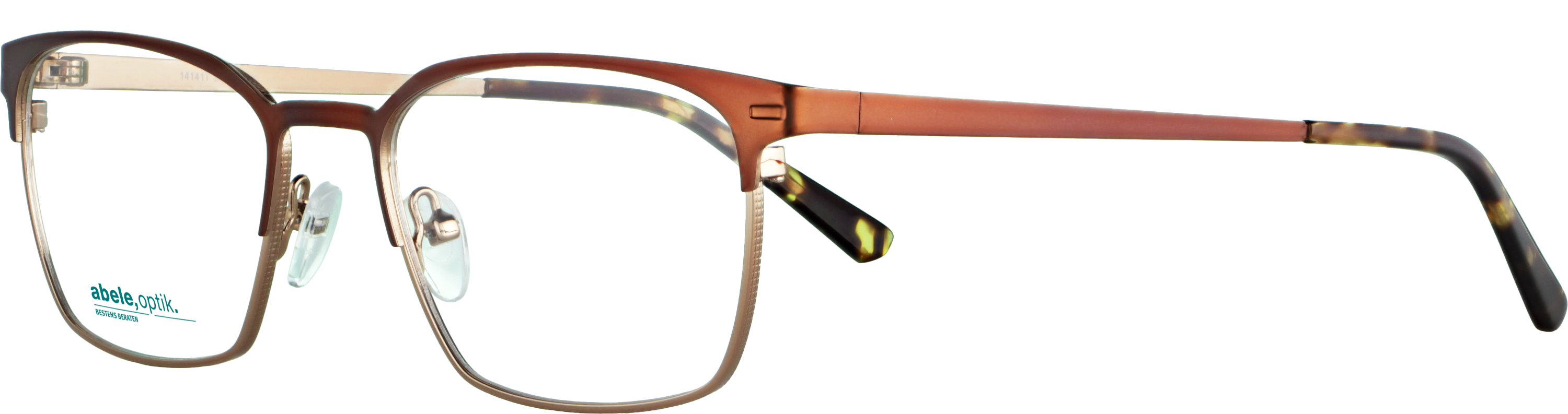 Das Bild zeigt die Korrektionsbrille 141411 von der Marke Abele Optik in braun.