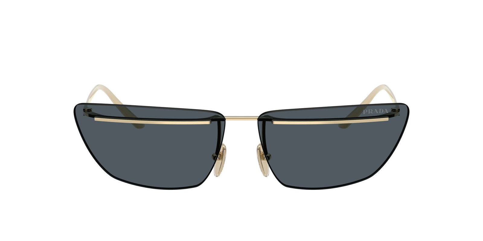 Das Bild zeigt die Prada Sonnenbrille PR C52S in Hellgold von vorne.