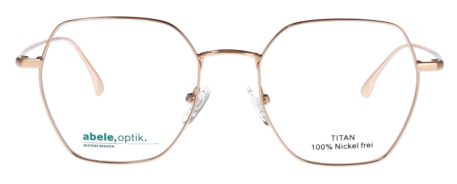 Das Bild zeigt die Korrektionsbrille 149741 von der Marke Abele Optik in Goldrose.