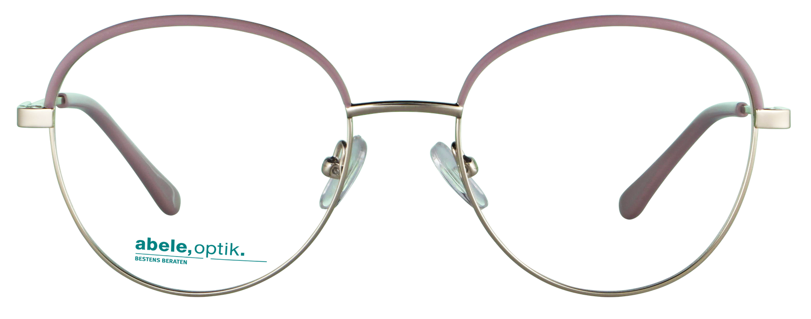 Das Bild zeigt die Korrektionsbrille 143321 von der Marke Abele Optik in rosa - gold.