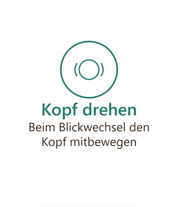 Zu sehen ist eine Infografik mit dem Tipp Kopf drehen bei Gleitsichtbrillen.