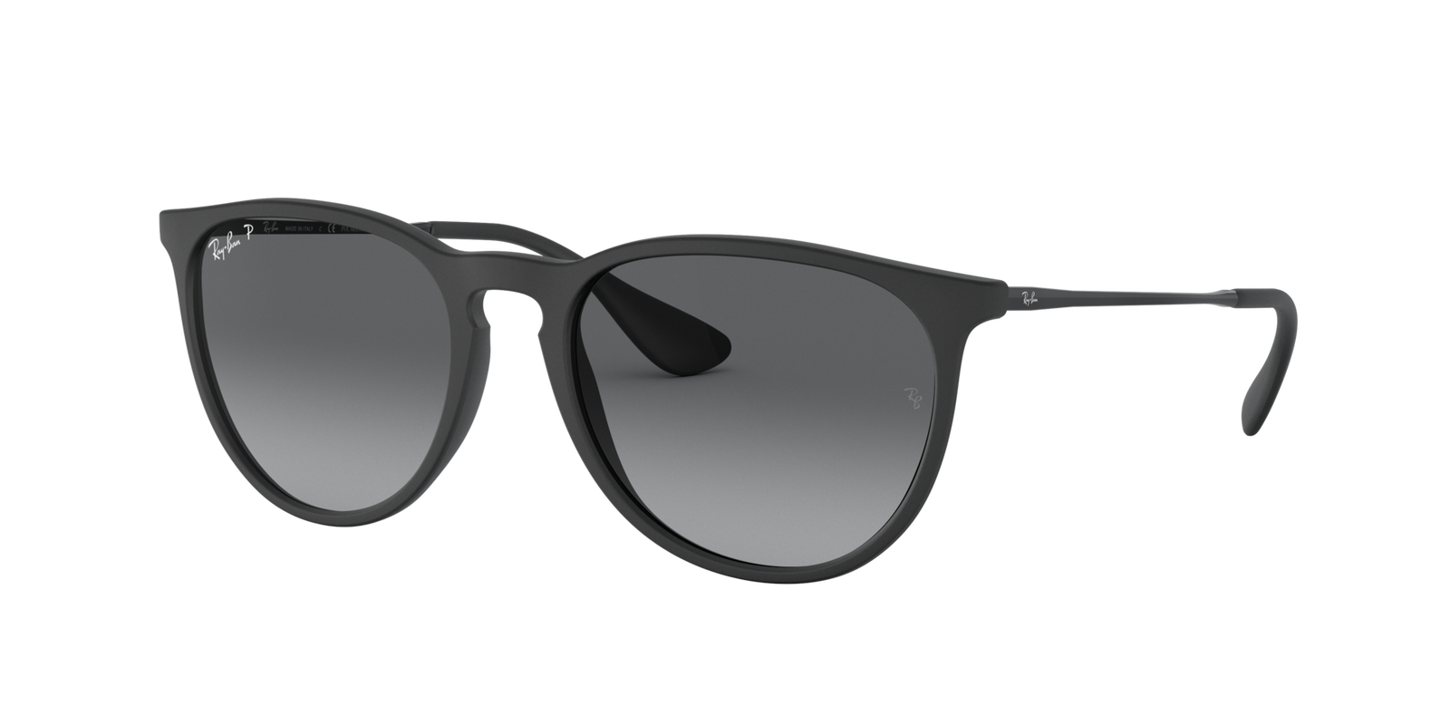 Das Bild zeigt die schwarze Ray Ban Erika etwas schräg.