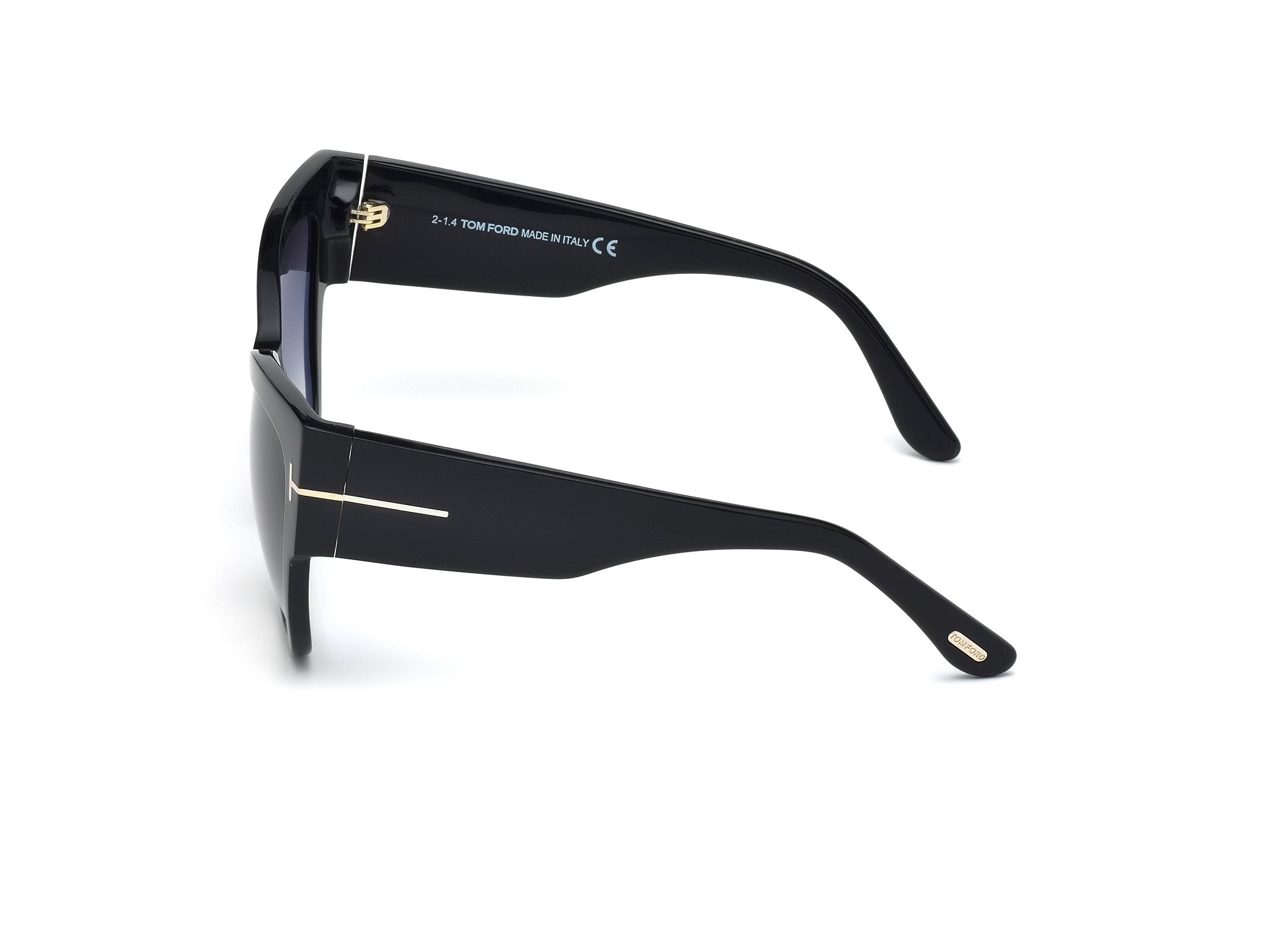 Das Bild zeigt die Sonnenbrille Anoushka FT0371 von der Marke Tom Ford in schwarz seitlich