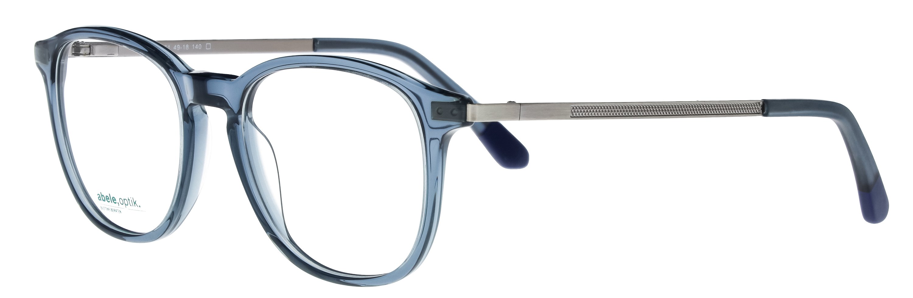 Das Bild zeigt die Korrektionsbrille 144661 von der Marke Abele Optik in blau transparent.