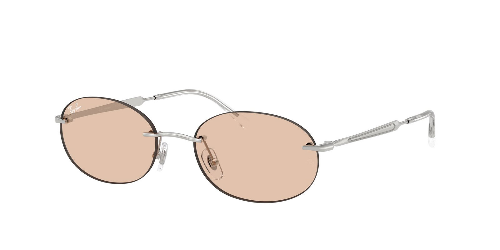 Das Bild zeigt die Ray Ban Sonnenbrille RB3767 in Silber mit bernsteinfarbenen Gläsern von seitlich.