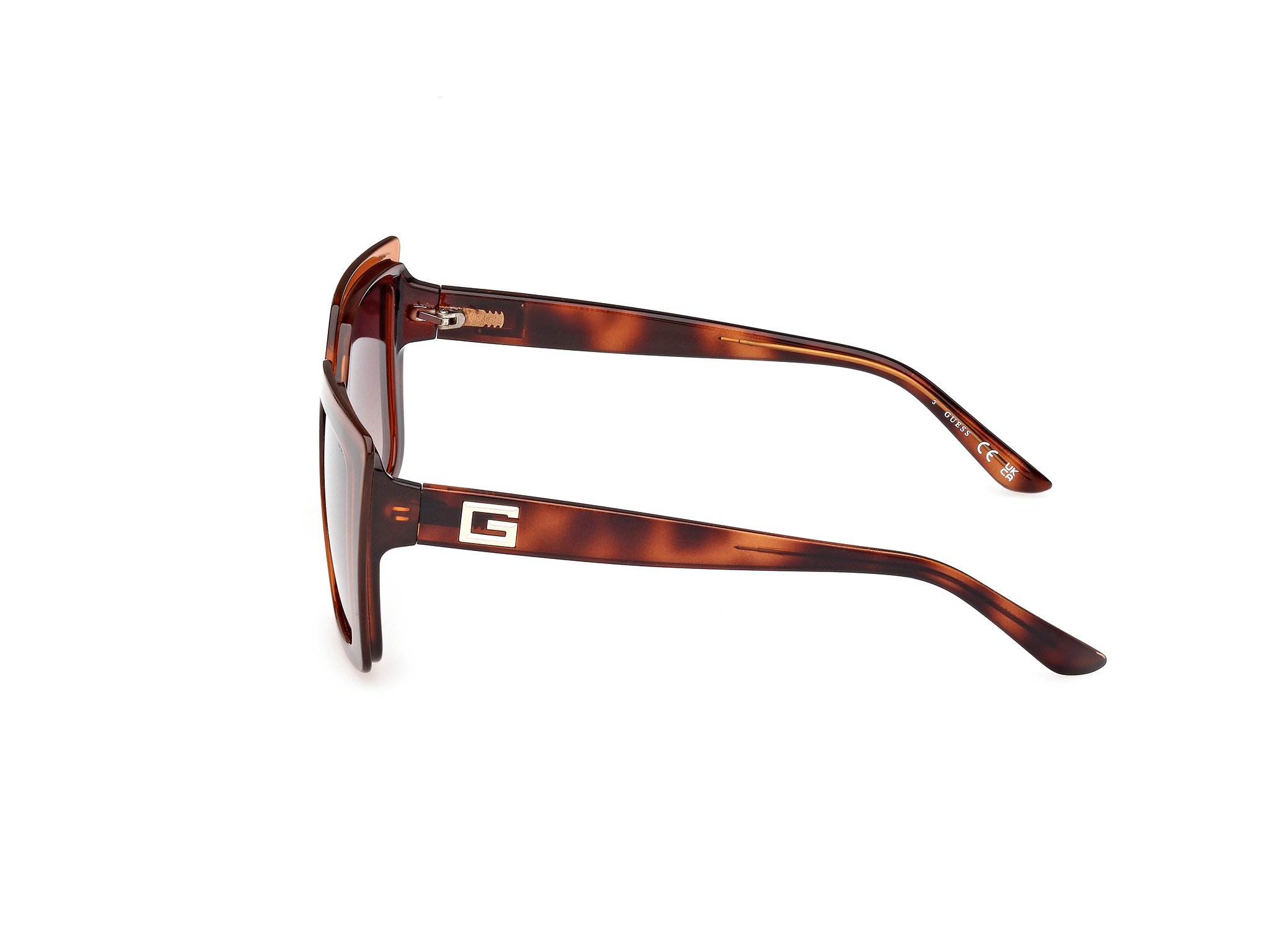 Das Bild zeigt die Sonnenbrille GU7908 52F von der Marke Guess in braun gemustert.