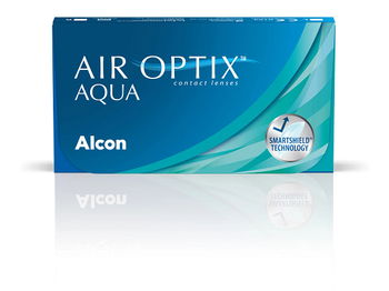 Das Bild zeigt die Verpackung der AirOptix AQUA Kontaktlinse.