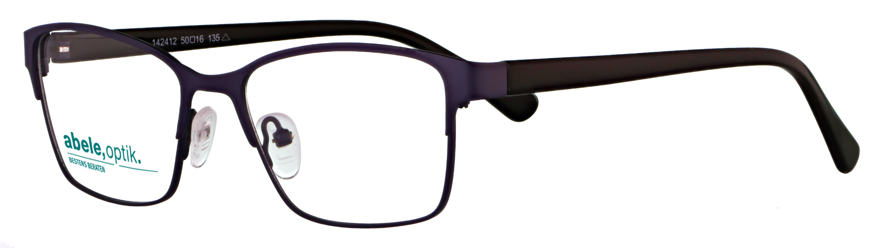 Das Bild zeigt die Korrektionsbrille 142412 von der Marke Abele Optik in lila matt.