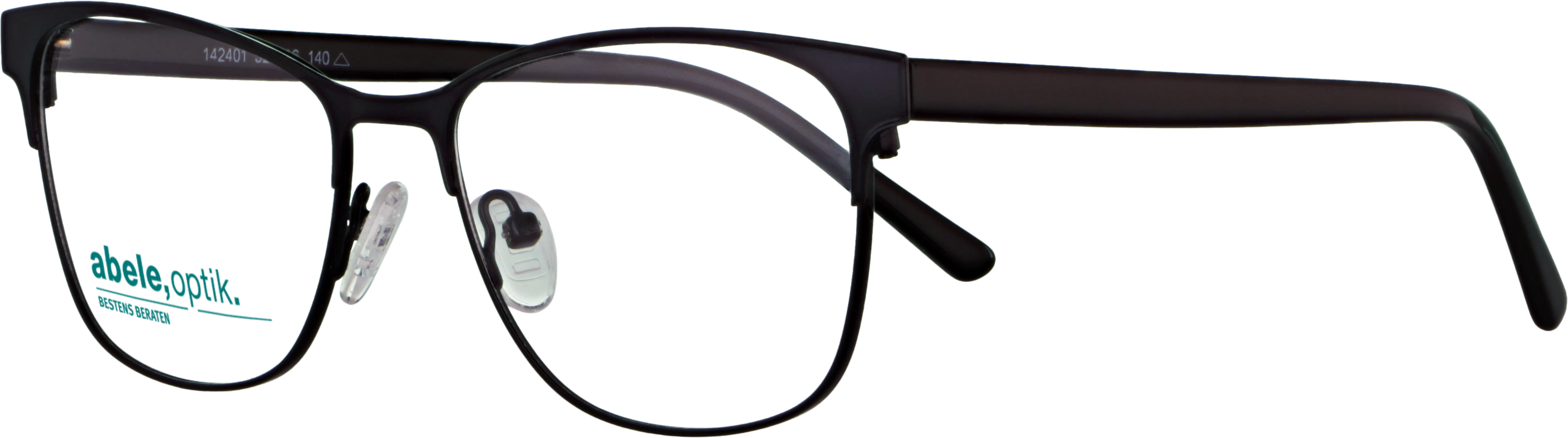 Das Bild zeigt die Korrektionsbrille 142401 von der Marke Abele Optik in schwarz.