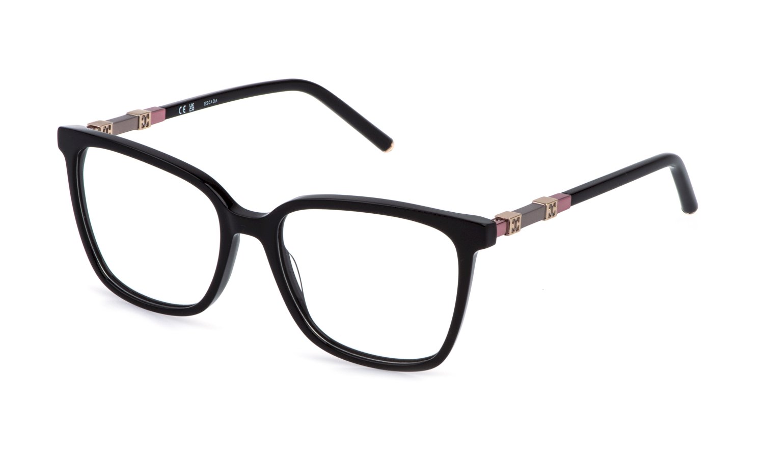 zu sehen ist die Korrektionsbrille VESG28 von Escada in der Farbe Schwarz.