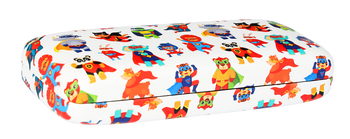 Das Bild zeigt das Kinderbrillenetui Tierhelden leicht von der Seite.