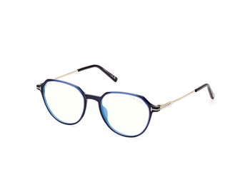 Das Bild zeigt die Korrektionsbrille FT5875-B 090 von der Marke Tom Ford in blau/gold.