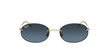 Das Bild zeigt die Ray Ban Sonnenbrille RB3767 in Gold mit blauen Verlaufsgläsern von vorne.