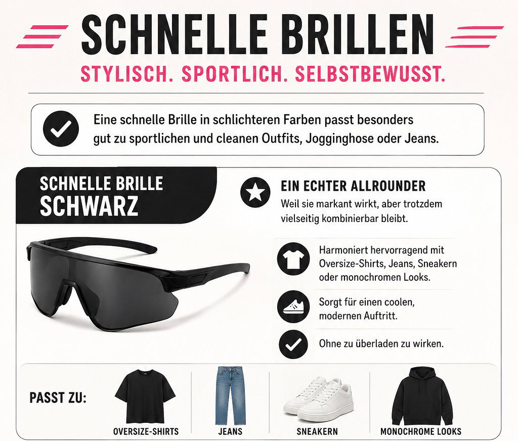 Zu sehen ist eine Infografik zur schnellen Brille Schwarz